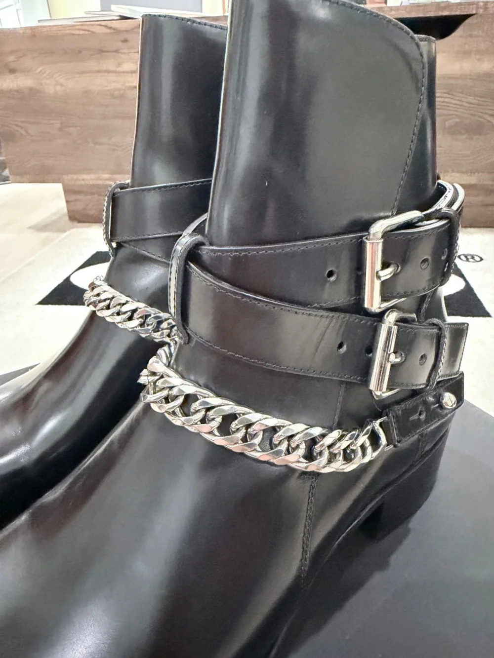 NEW AMIRI Jodhpur Double Strap Chain Calfskin Leather Ankle Boots
